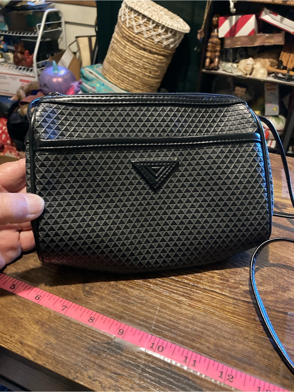 Small pleather black crossbody bag